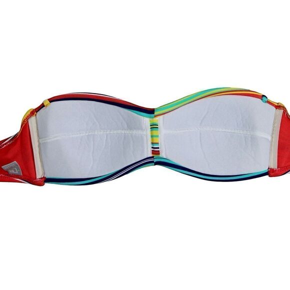 BOGOF JC Penney Side Support Multi Striped Swimwear Bikini Top SMALL Strapless - Picture 5 of 7